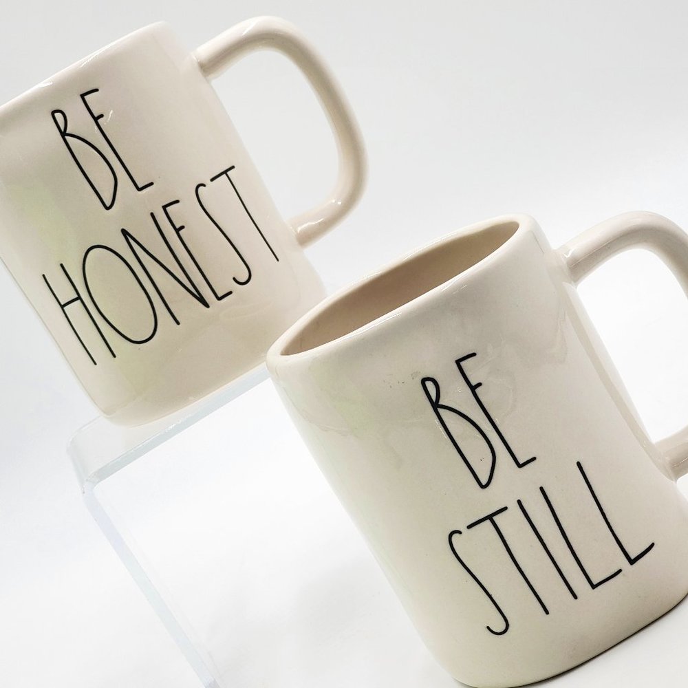 Rae Dunn Pottery Mugs “BE STILL” & “BE HONEST” - Picture 1 of 14